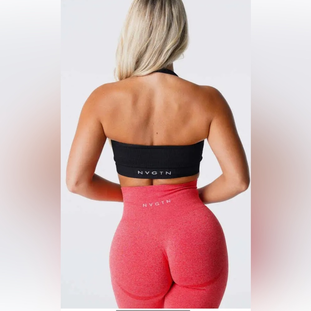 NVGTN Black Limited Ribbed Halter Bra